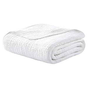 Yoofoss Muslin Blanket 100% Organic Cotton Throw Large 50" x 60" for Bed Couch Summer Gauze Blanket for Adults Lightweight and Breathable White
