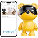 Cute Bear 2K Wireless-Smart Robot Home Security Camera - Nanny & Pet Motion Monitor, Baby Cry Detection Alarm, Privacy Mode, 5G Dual-Band, PanTilt, Full HD Night Vision, 24/7 Recording, 2-Way Audio (White)