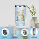 Personalized Gifts Monogrammed Birthday Gifts for Women, Bridesmaid Bachelorette Party Christmas Initial 20 oz Tumbler, Makeup Bag Cup Ballpoint Pens Journal Notebook 6 Set, (Aesthetic Blue Flower H)