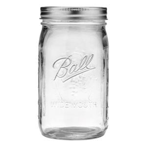 Ball Wide Mouth Glass Mason Jars with Lids and Bands, Used for Canning, Pickling, Juice, Jam, Jelly, Quart Size 600ml