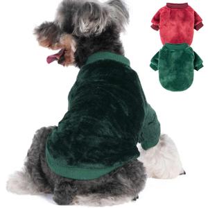Dog Sweater | 2-Pack Clothes Jackets XXS - XXL for Small Dog Breed (Male & Girl), Super Soft Winter Coats Sweaters for Dogs and Cats, Pet Apparel Outfits (red, Dark Green, Large)