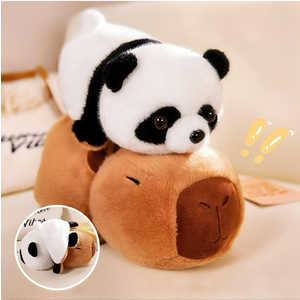 Panda and Capybara Stuffed Animal, Reversible Plushies 2-in-1 Capibara Panda Plush Toy, Cute Huggable Stuffed Animals for Adults and Kids, Small Capybara Plush Gift for Girls Boys