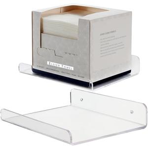 Acrylic Floating Shelves for Wall, 5.9-Inch Deep Clear Acrylic Shelf, Wall-Mounted Display & Organizer for Bathroom, Kitchen, Office, 2-Pack