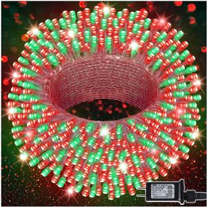 LJLNION 300 LED Christmas Lights, Extra Long 98.5FT Xmas String Lights Outdoor Indoor, 8 Lighting Modes, Plug in Waterproof Fairy Lights for Wedding Party Bedroom Decorations (Red & Green)