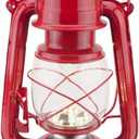 Vintage LED Hurricane Lantern, Warm White Battery Operated, Antique Metal Hanging Lantern with Dimmer Switch, 15 LEDs, 150 Lumen for Indoor or Outdoor Use