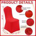 Yahpetes 2 Pcs Chair Covers Polyester Spandex Banquet Chair Cover Universal Washable Slipcovers Protector Removable Chair Seat Covers for Wedding Banquet Dining Party Decorations (Red)