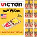 Victor M205 Wide Pedal Humane Snap Rat Traps Indoor for Home, Plastic Pedal, Sustainably Sourced FSC Wood - 12 Wooden Traps