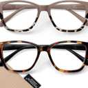 Madison Avenue 2 Pack Cateye Blue Light Blocking Reading Glasses for Women Spring Hinge, Vintage Computer Readers Eyeglasses