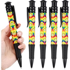 Supervitae 24 Pcs Christmas Jumbo Pen Bulk Novelty Giant Ballpoint Pens Bulk 7.48 Inch Funny Big Retractable Black Ink for Employees Coworker Team Staff Teacher Nurse Gifts(Rainbow Smile Face)