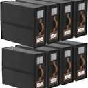8 Pack Foldable Bed Sheets Set Organizers and Storage(King & Queen Size),Linen Fabric Closet Organizers with Window,Folding Bedding Storage Box for Bedsheets and Pillow Cube Organizer-Black