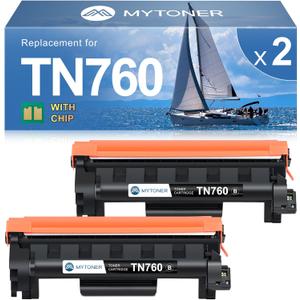 MYTONER Toner Cartridge Compatible Replacement for Brother TN760 TN730 TN-730/TN-760 Black High Yield for MFC-L2690DW MFC-L2710DW MFC-L2717DW HL-L2350DW HL-L2395DW MFC-L2750DW Printer, 2-Pack
