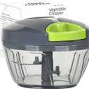 Ourokhome Manual Food Processor Vegetable Chopper, Portable Hand Pull String Garlic Mincer Onion Cutter for Veggies, Ginger, Fruits, Nuts, Herbs, etc., 500ml, Grey (Gray)