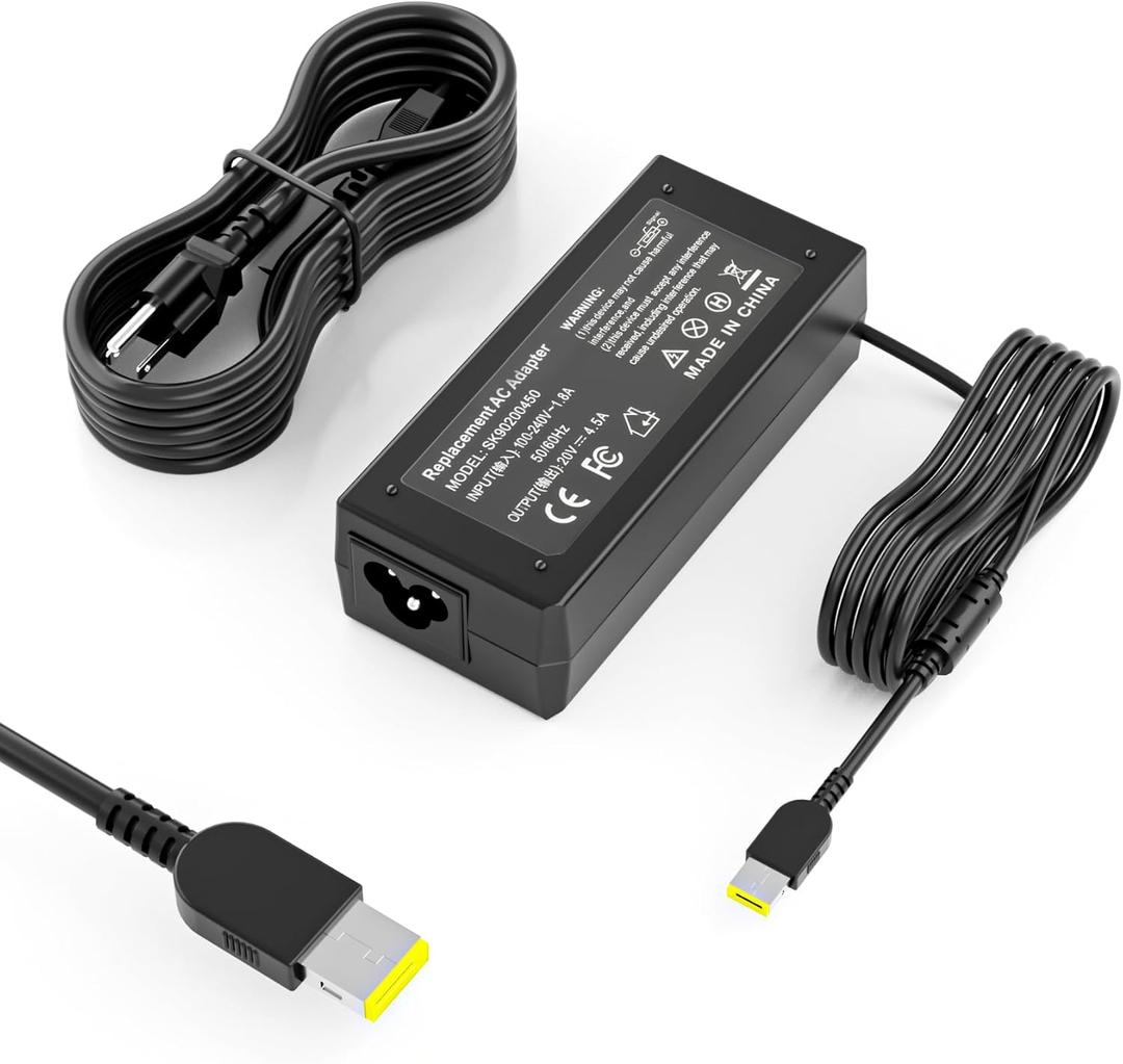 New 90W Laptop Charger for Lenovo Thinkpad X1 Carbon T440 E431 G410 PA-1900-081 0B46995 0B46994 ThinkPad T431s Z510 45N0237 344428U 45N0239 45N0236 Yoga 11s Flex 14 15D Power Cord 20V 4.5A AC Adapter