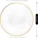 DaYammi 100 Pcs Gold Plastic Plates - 10 inch Clear Gold Dinner Plates Plastic Plates Disposable - Hammer Pattern Design - Fancy Disposable Plate - Heavy Duty Party Plate Ideal for Wedding