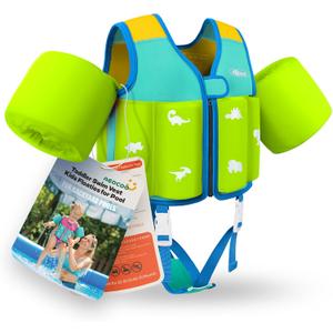 AEOCOO Kids Pool Floaties 1-2-3-5-7-9 Years Old, Toddler Swim Vest 20-30-50-70 Pounds, Comfortable Extended Wear Kids Float Jacket with Crotch Strap, Bright Design and Unpadded Sides for Comfort (Blue)