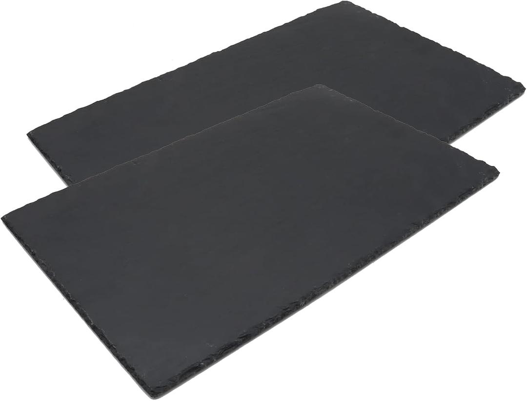 JIH Reptile Basking Platform, Natural Rock Reptile Food Bowl Tortoise Feeding Dish Habitat Decor. (40x25CM 2pcs)