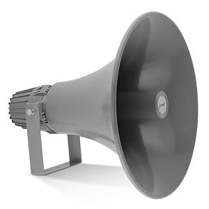 Pyle PA Horn Speaker - 16' 80W Compact Loud Sound Megaphone with 400Hz-5KHz Frequency, 16 Ohm, 100V/ 70V Transformer, Mounting Bracket, Ideal for Indoor/ Outdoor Audio Systems (PHSP16, Gray)