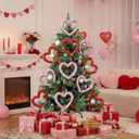 6 Pcs Valentines Day Decorations Tree Picks 6.7 Inch Large Heart Ornaments Red Pink 3D Glitter Picks Ornaments for Tree Topper Home Wedding Office Holiday Party Anniversary Decor