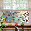 Floral Privacy Window Film 39.317.7 Inch Rainbow Window Film PVC Stained Glass Sticker Static for Glass Door Home and Office Bedrooms Home Decorations Anti-UV Sun