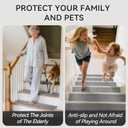 1PC Stair Treads Non-Slip Washable Peel and Stick Stair Treads for Wooden Steps Indoor Reusable Stair Carpet Treads Adhesive Stair-Runner Rugs for Kids and Dogs Elder30"x30" Gray