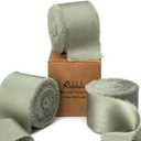 Ribbli Dusty Sage Green Silk Satin Ribbon 1.5 Inch x 30 Yard Handmade Frayed Chiffon Dusty Sage Ribbon for Gift Wrapping Wedding Invitations Bridal Bouquets Home Decor