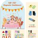 Magnetic Arch Wall Decal 40"x32"  Upgraded Self-Adhesive Magnetic Chalkboard, Magnet Wall for Kids, Includes 4 Magnet Sets, Chalk & Pen Holder for Playroom & Home Decor(Light Blue)