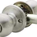 Copper Creek Ball Door Knob, Privacy Function, Keyless Turn Thumb Locking Ball Design, Interior/Exterior Reversible Round Handle for Right & Left Side, Bedroom & Bathroom - Satin Stainless - 1 Pack