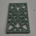 Sumnacon Cast Iron Trivet Heat Resistant Iron Trivets for Hot Dish Pot Pan Plate Teapot, Rustic Cast Iron Trivets for Cooktop Kitchen Dining Table, Rectangle Metal Trivet with Rubber Feets, Green (10 x 6.1 Inch)