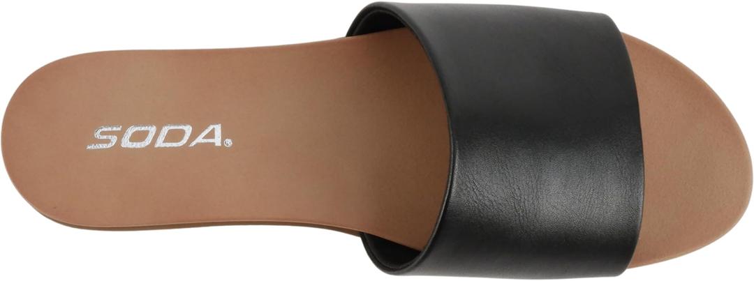 Soda “Board” ~ Women Open Round Toe Single Band Slide Sandal, Size 7.5