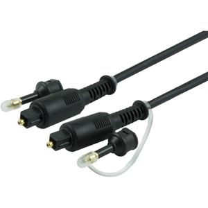GE Digital Toslink Cable, Fiber Optic, 6 Foot Cable, Male to Male, PVC Jacket, 3.5mm Adapter for Portable Digital Equipment, for Home Theater, Sound Bar, TV, PS4, Xbox, PlayStation