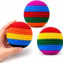 Qeeman Hand-Made Dirtbag Hacky Sacks Footbag, 2026 Upgraded Crochet Knitted, Multicolored Kick & Juggling Balls for Beginners and Adults