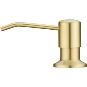 Built in Sink Soap Dispenser Brushed Gold with Long Spout for Kitchen Sink, Champagne Gold Stainless Steel Pump Head with 17 OZ Large Capacity Bottle
