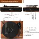 LP&NO.1 Record Player Turntable with Built-in Speakers and USB Play&Recording Belt-Driven Vintage Phonograph Record Player 3 Speed for Entertainment and Home Decoration, Mahogany Wood