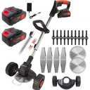 3 in 1 iToolMax Cordless Grass Trimmer, Electric Weed Wacker Cordless, Weed Eater Battery Powered with Two 21V/1500mAh Batteries, Brush Cutter & Grass Trimmer & Lawn Edger with 3 Types of Blades