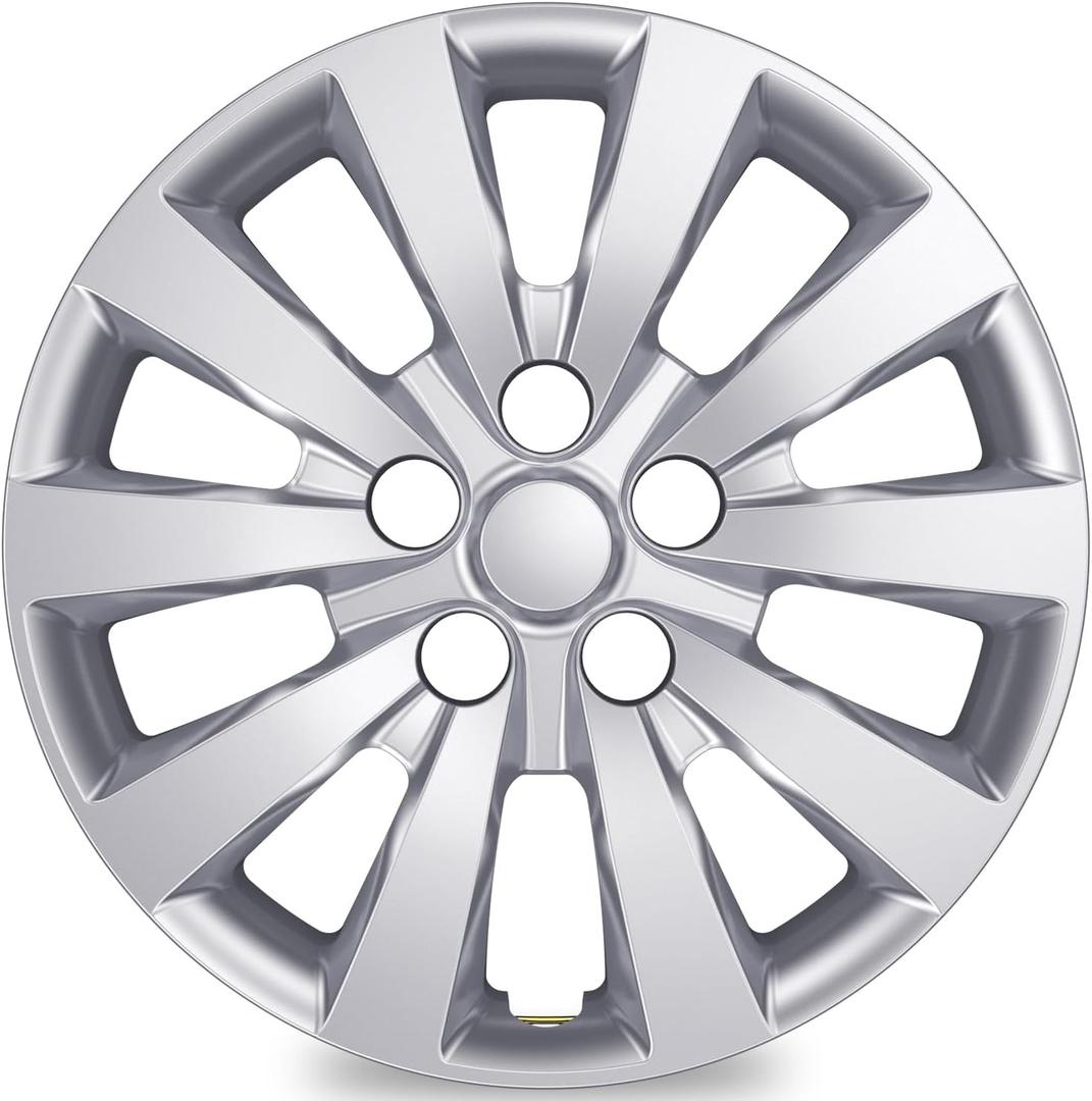 4-Pack Hubcaps Compatible with Nissan Leaf 2011-2025, Sentra 2013-2019, 16 inch 16" Steel Wheel, Wheel Covers Skins, Snap On Tire Cover Replacement (Silver Color)