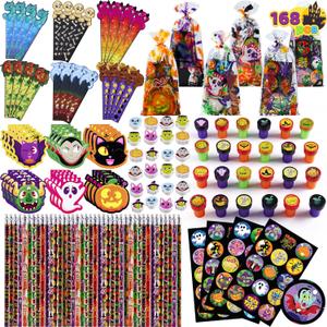JOYIN 168PCS Halloween Stationery Set, Art Set for Kids' Birthday Gifts, 24 Pack Halloween Themed Stationery, Class Exchange, Party Favors Supplies, Carnival Game Prizes Gifts, Goodies Bags Fillers