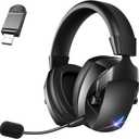 Wireless Gaming Headset for PS5, PS4, PC, Nintendo Switch, 2.4GHz USB Gaming Headphones, Bluetooth 5.3, 50H Battery, Noise Canceling Microphone, ONLY 3.5mm Wired Mode for Xbox Series (Black)