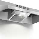 24 inch Range Hood Under Cabinet, Stainless Steel Kitchen Hood 280CFM, Ducted/Ductless Vent Hood with Rocker Button Control, Stove Hood with 2 Speeds Fan, Bright LED Light