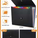 Cesil Accordian File Organizer Expanding File Folder, 13 Pockets, A4 Letter Size Paper Document Receipt Folder for Classroom, Home, Office and Travel