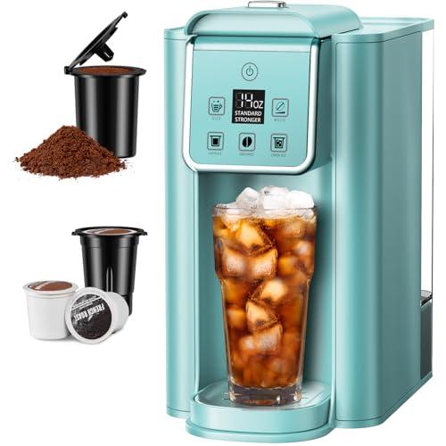 SHARDOR Single Serve Coffee Maker, Hot and Iced Coffee Machine for K Cup Pods & Ground Coffee, 6 to 14 oz Brew Sizes, 50 oz Removable Water Tank, Bold Brew Setting, Blue