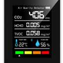 5-in-1 Real Time Indoor Air Quality Monitor - CO2 HCHO TVOC Temp Humidity Detector, 1200mAh Battery ABS Material Compact 9x3.5x7cm