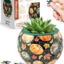 PieceRelax 3D Puzzle Planter 80 Pieces - Flower Pot - Hello Pumpkin Season, for Mom, Home Decor Flower Pots for Indoor Cactus, Succulents Pots [K1107]