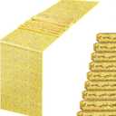 10PCS Champagne Gold Sequin Table Runners, Sparkle Metallic Sequin Table Linens Runner Party Decor Glitter Party Supplies Fabric for Baby Showers, Holidays
