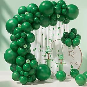 Green Balloons 85 pcs Dark Green Balloons Garland Arch Kit 5/ 10/ 12/ 18 Inch Different Sizes Green Matte Latex Balloons for Jungle Safari Party Decorations Baby Shower Birthday Party Decorations