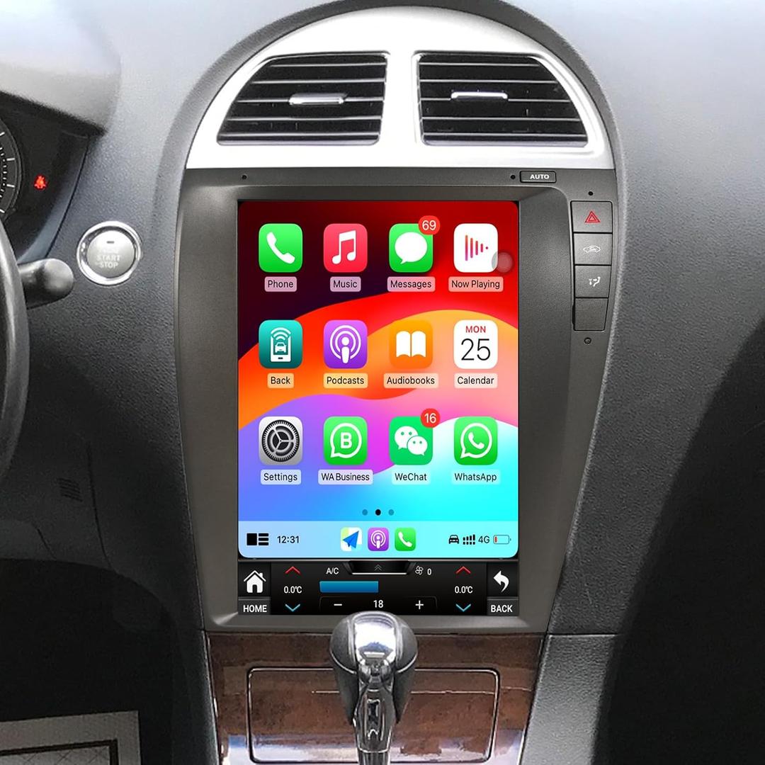 Radio for Lexus ES350 2006-2012 Radio Upgrade 8Core 4+64G Wireless Carplay Android Auto 12.1 Inch Touch Screen AHD Backup Camera WiFi SWC DSP FM/AM