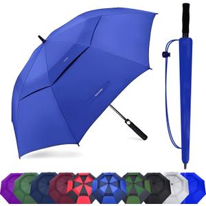 Golf Umbrella Large 62 Inch, Extra Large Oversize Double Canopy Vented Windproof Waterproof Umbrella, Automatic Open Golf Umbrella for Men and Women and Family. 