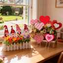 Bucherry 12 Pcs Valentine's Day Love Gnome and Heart Shape Planter Stakes Valentines Day Decorative Garden Yard Stakes Valentines Flower Pots Signs for Home Anniversary Party Outdoor Lawn Decor