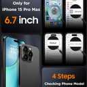 2 x SPIDERCASE Designed for iPhone 15 Pro Max Case, Magnetic Translucent [2 Tempered Glass Screen Protector] [Full Camera Protection] Anti-Fingerprint Anti-Scratch for iPhone 15 Pro Max 6.7, Black