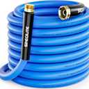 SPECILITE Hot/Cold Garden Water Hose 50 ftx 5/8 in, -50 To 190, Heavy Duty, Flexible, Burst 605 Psi, Lightweight, Upgraded Rubber Pipe with 3/4" Brass Fittings For Backyard, Outdoor, Farm, Blue