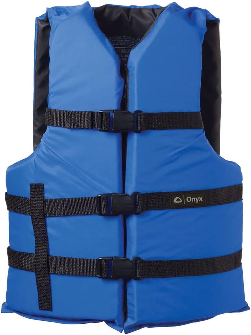 Onyx General Purpose Coast Guard Approved Boating Life Jacket (Oversize, Blue)